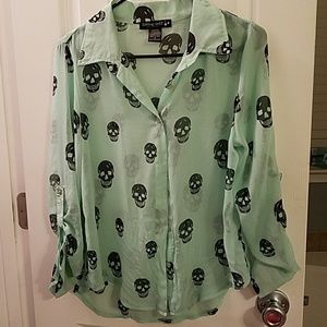 Skull button down shirt
